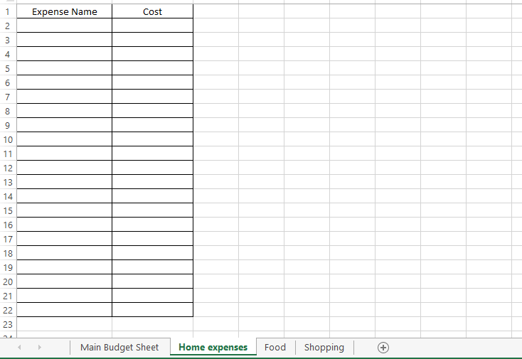Excel spreadsheet for budgeting track your expenses