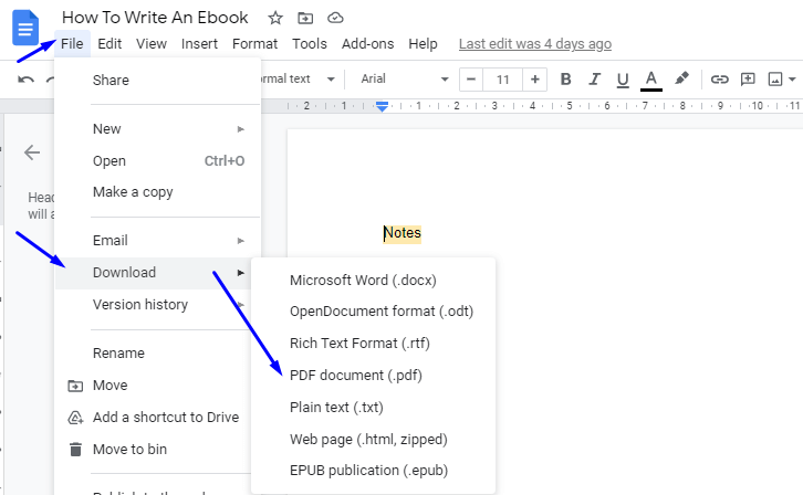 google docs how to download as pdf