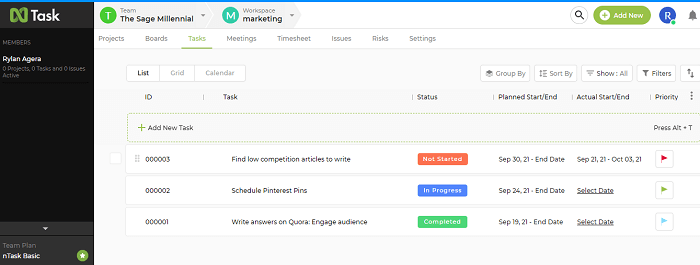 nTask task manager to-do list