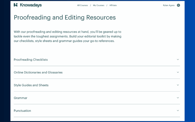 Knowadays Free proofreading and editing resources