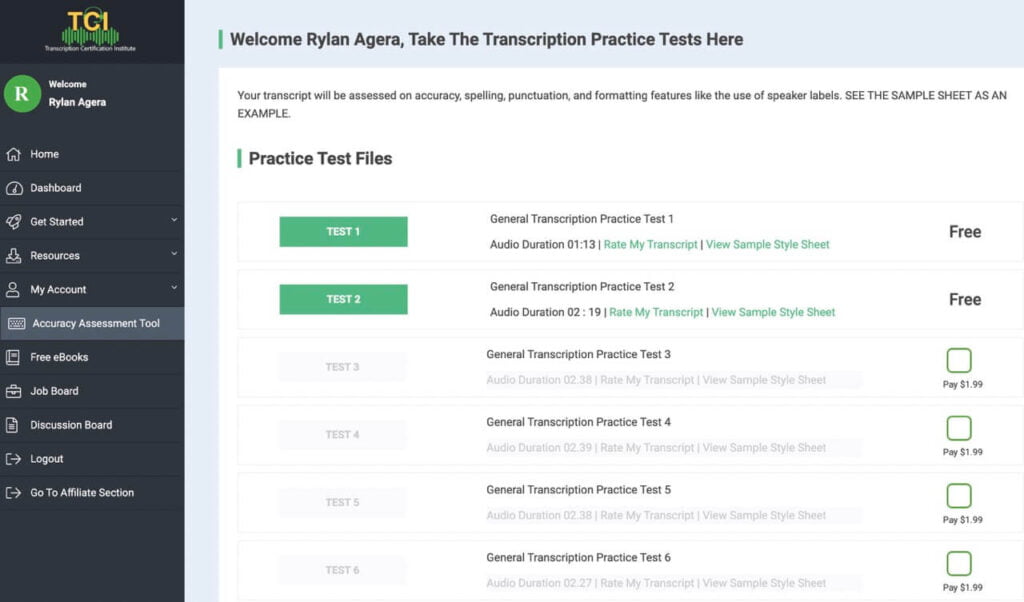 Transcription Certification Institute Accuracy Assessment Tool