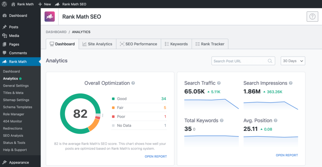 Rank Math SEO Analytics-Overview